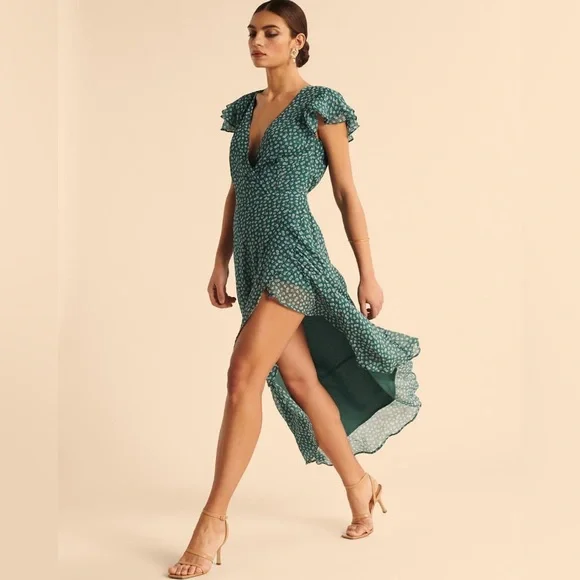 Abercrombie & Fitch | Dresses | Abercrombie Fitch Womens Flutter Chiffon  Midi Dress | Poshmark